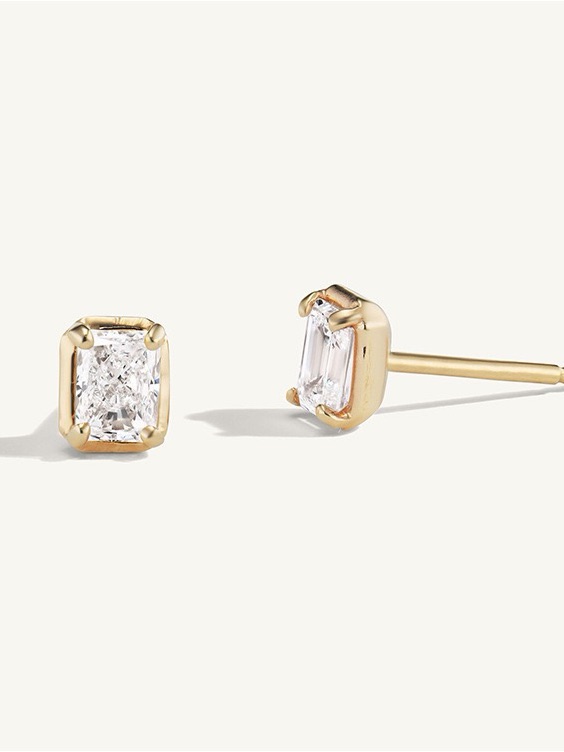 18k Gold Filled Sterling Silver Cz Stud Earrings 5x3.9mm